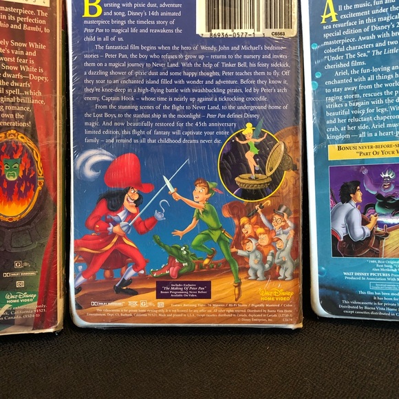 3 New VHS Little Mermaid, Snow White & Peter Pan. - Picture 6 of 8